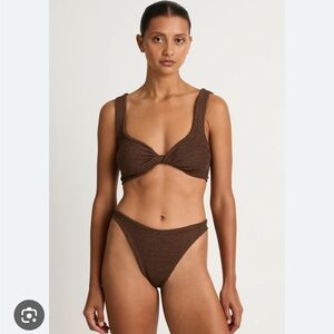 Hunza G Chocolate Brown Metallic Juno Bikini
